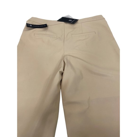 Bagatelle Faux Leather Women’s Cropped Pants L Wide Leg Peach Zip Button - Picture 2 of 14